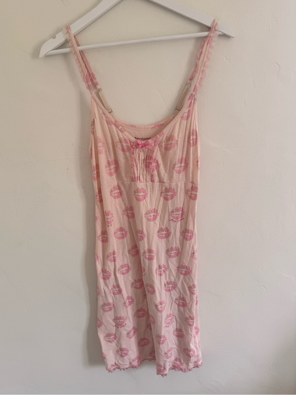 Juicy Couture Light Pink Lip-Print Slip Dress